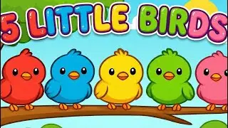 5 Little Birds Counting Song💚🦜| Learn Numbers & Colors for Kids 👧🤍| HappyTones🐥