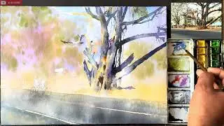 Step-by-Step Banyan Tree Landscape Painting I watercolour for beginners  I RAJU MORE I