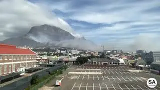 Cape Town Table Mountain Fire. Time-lapse