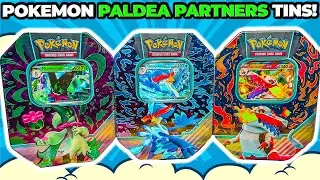 Pokemon Paldea Partners Tins OPENING! (Meowscarasda, Skeledirge & Quaquaval ex)