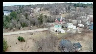 Spring breakup on the Madawaska River. Burnstown Ontario Canada and vicinity. Ice jams forming.