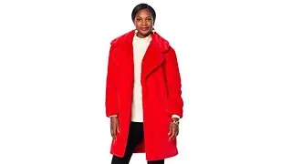 Adrienne Landau Notch Collar Faux Fur Coat