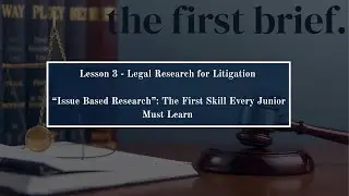 Issue Based Legal Research: The First Skill Every Junior Must Learn #legalresearch #legaleducation