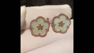 Van Cleef & Arpels 18K Rose Gold Mother of Pearl Lucky Springs Plum Blossom Earrings