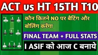 ACT vs HT Dream11 Prediction | ACT vs HT Dream11 Team | ACT vs HT Dream11 Team Prediction