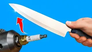 Razor sharp knife😱! Sharpen knife in just 1 minute with spark plug.