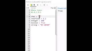 Data types GCSE Python