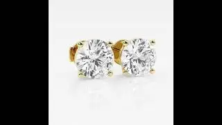 6 ctw Round Colorless Lab Grown Diamond Solitaire Certified Stud Earrings 14K Yellow Gold