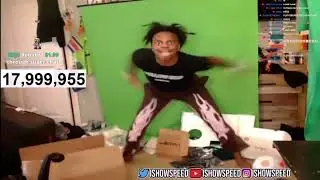 Ishowspeed jumps on his setup for 18M subs 😂