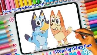 How To Draw Bluey and Bingo | Bluey and Bingo Drawing Easy | Bluey and Bingo