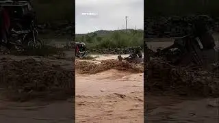 Jeep unsuccessfully attempts to navigate floodwaters in Punjab