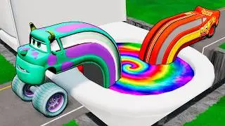 🌈 Lightning McQueen VS MAGIC TRANSFORM PITS - BeamNG.drive