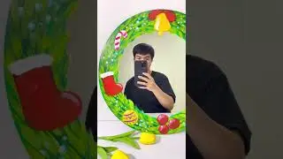 DIY Mirror ✨| A Christmas Wreath Painting🎄 #painting #art #diy #mirrorpainting #decoration #shorts