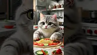 AI Cat Making Pizza 🍕 | Cute Cooking Cat in the Kitchen #cat #aicat #cute #aichef