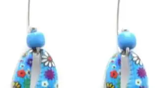 sterling silver earrings with painted cowrie shell