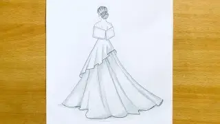 Easy way to Draw a girl With beautiful dress | How to Draw a girl with beautiful dress/Girl Drawing