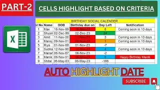 Excel Birthday Reminder Pop Up Message| Conditional Formatting