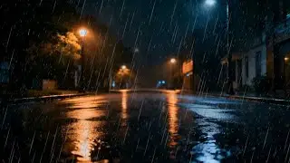 Calming Rain Sounds Falling Over a Silent City Park Route for Sleep Therapy | ASMR