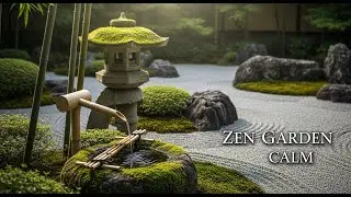 Healing Zen Stream Reflection Bamboo Fountain and Candle Glow for Deep Sleep Meditation Peace