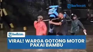 Underpass Prupuk Utara Tegal Terendam Banjir 1,7 Meter, Warga Gotong Motor Pakai Bambu