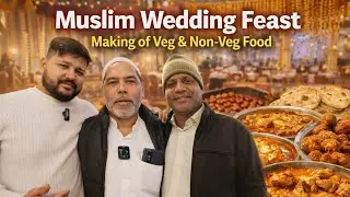 Inside a Grand Muslim Wedding Kitchen! Huge Quantity Cooking (Veg & Non-Veg)
