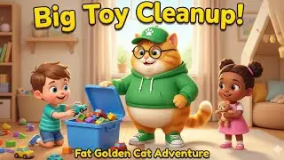 Fat Golden Cat&rsquo;s Big Toy Cleanup Adventure 🧸 | 3D Cartoon Cleaning Story for Kids