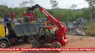 Manitou Telehandler for bricks and Block with top block Grabber attachment