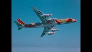 Braniff Alexander Calder Douglas DC-8-62 N1806 Flying Colors of South America Air to Air Film 1973