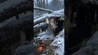 Caught in a Storm, Bushcraft Winter Camping in a Snowstorm, Build Complete and Warm Survival Shelter