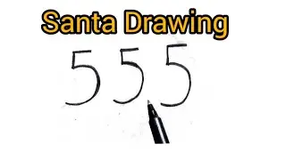 How to draw Santa Claus from Number 55/Amazing Christmas drawing trick/Number Drawing 