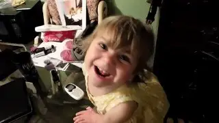 Little Girl looks sad then smiles, funny!