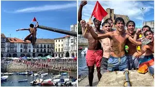 Cucaña Espectacular y Multitudinaria de El Día de La Marmita 2024 en Castro Urdiales