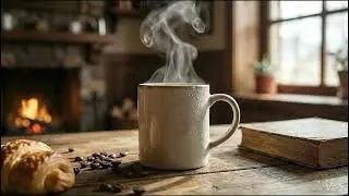Steaming Coffee Cup - Cozy Morning Ambience with Relaxing Music 4K