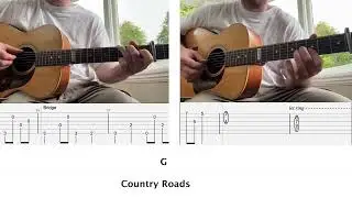 Country Roads Lesson - Guitar Tab + Lead