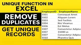 Excel Remove Duplicate Data & Get Unique Records | UNIQUE + SORT  Tutorial