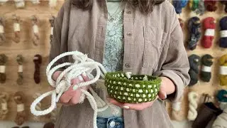 How to Make a Crochet Coil Bowl Using Scrap Macrame Cord