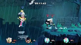 Nickelodeon All-Star Brawl Danny Phantom and Lucy vs P.T.M and Helga (Royal Woods Cemetery) 👻 🦇 🍞 👧