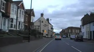 Driving Along Worcester Road, High Street & Broad Street, Pershore, Worcestershire, England