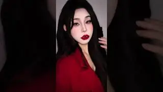 #Black hair and red lips#The challenge of contrast before and after makeup#Beauty products