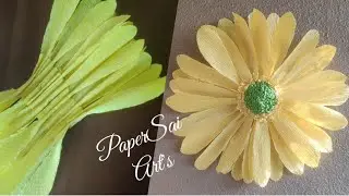 Como hacer flores de Papel Crepe, Giant Crepe paper Daisy flower for Room Decoration@PaperSai Art's