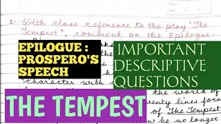 IMPORTANT DESCRIPTIVE QUESTIONS and ANSWERS | ISC |THE TEMPEST | ACT 5 | ANALYSIS of  EPILOGUE