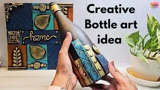 What a Creative bottle art idea, wine bottle craft. art and craft, CreativeCat