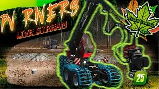 Making forestry products and harvesting trees on the PV Rivers Map in Farming Simulator 25