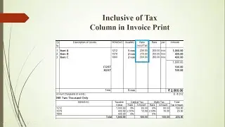 Tally TDL -  Print Inclusive of Tax Rate Column in Invoice Print