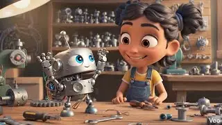 Girl Builds a Secret Robot&hellip; And It Comes Alive! 🤖✨#minirobot #animatedstories #kidsfriendly 