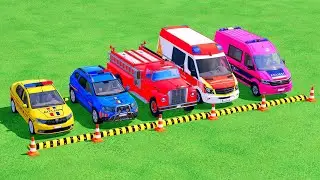 TRANSPORTING POLICE CARS, FIRE DEPARTMENT, AMBULANCE VEHICLES WITH TRUCKS ! Farming Simulator 22
