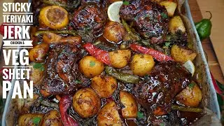 STICKY TERIYAKI JERK CHICKEN & VEG SHEET PAN