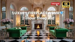 2-Hour Luxury Fireplace ASMR 💎 | Hollywood Regency Mansion | White Noise | Sleep & Stress Relief