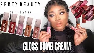 NEW FENTY BEAUTY GLOSS BOMB CREAM | first impression + lip swatches