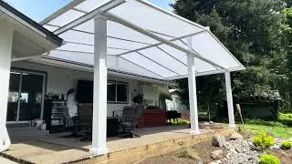 Crown Patio Covers- HUGE White Gable w/ Decorative Painted Columns
